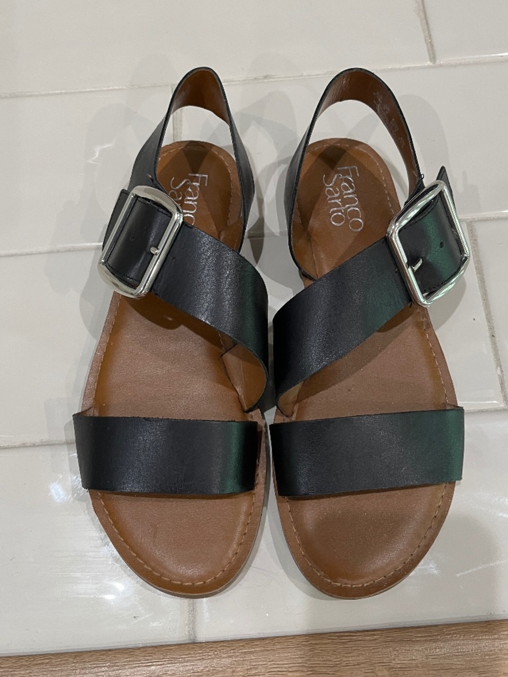 Franco Sarto black leather sandals size 6 1/2